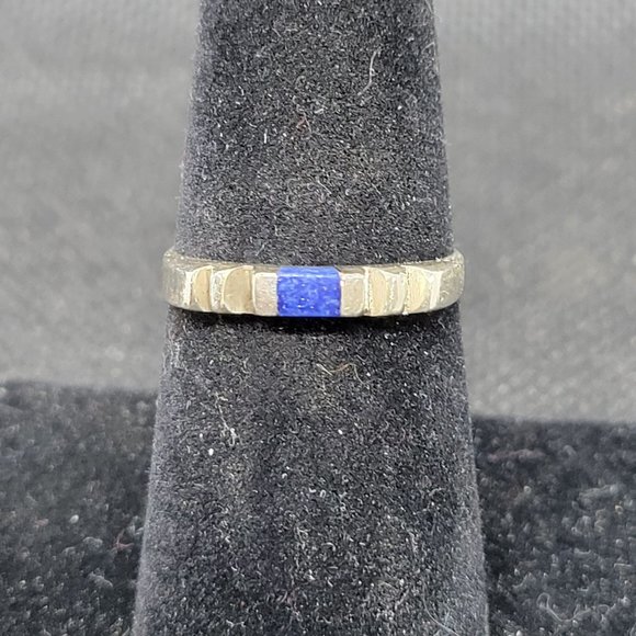 Vtg Morita Gil Sterling Silver Lapis Bracelet in Box and unmarked Earrings/Ring - Picture 5 of 11